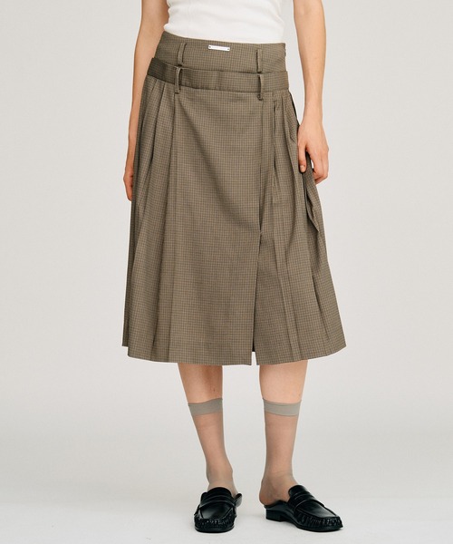 PRANK PROJECT（プランクプロジェクト）の「【2026Autumn Pre-Order】ダブルウエストプリーツスカート / Double-Waist Pleated Skirt（スカート・レディース・ブラウン/ネイビー/ベージュ・38/36）」の14枚目の写真