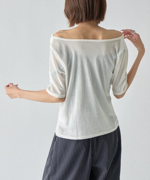 goocy(グーシー)の「シアーベロアドレープ半袖トップス(Tシャツ/カットソー・レディース・グレー/ブラウン/ブラック/ホワイト・FREE)」の12枚目の写真