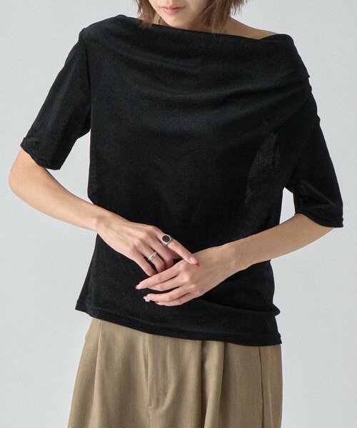 goocy(グーシー)の「シアーベロアドレープ半袖トップス(Tシャツ/カットソー・レディース・グレー/ブラウン/ブラック/ホワイト・FREE)」の22枚目の写真