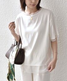 SHIPS Colors:〈接触冷感・手洗い可能〉クールタッチ シアーコンビ ハーフスリーブ トップス◇