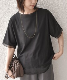 SHIPS Colors:〈接触冷感・手洗い可能〉クールタッチ シアーコンビ ハーフスリーブ トップス◇