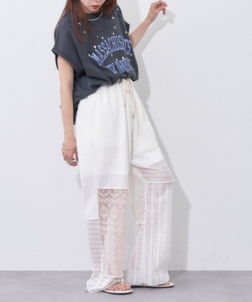 etsinta(エシンタ)の「【etsinta】レースパッチワークパンツ(その他パンツ・レディース・オフホワイト・ONE SIZE)」の5枚目の写真