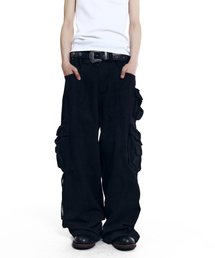 Heavy Cargo Shirring Pants (Black)