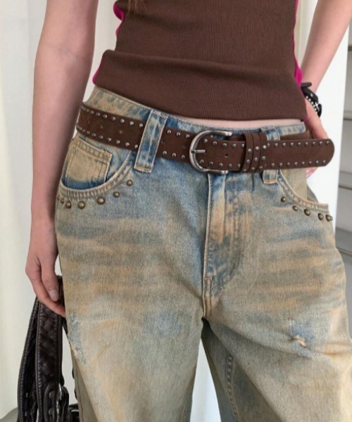 almo(アルモ)の「【TUNE】スタッズダブルベルト(ベルト・レディース・ブラウン/ブラック/ホワイト・FREE)」の4枚目の写真