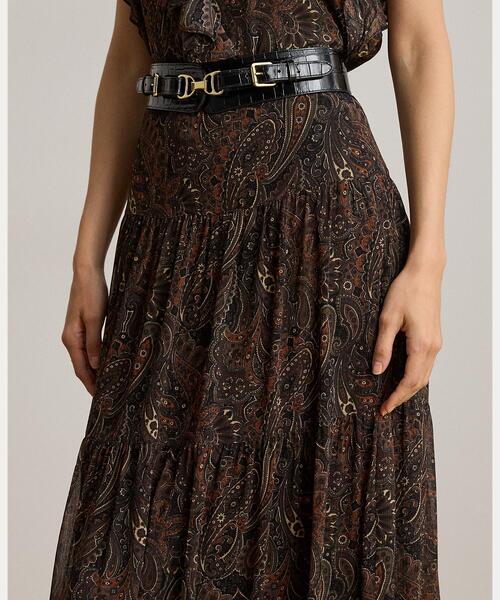LAUREN RALPH LAUREN(ローレン ラルフ ローレン)の「ペイズリー ジョーゼット ティアード マキシスカート(スカート・レディース・ブラック系1・2/0/4/00)」の5枚目の写真