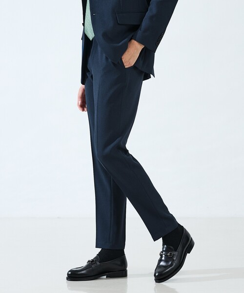 ABAHOUSE（アバハウス）の「【セットアップ対応】Air Melange ウールライク イージースラックス / ストレッチ 手洗い可（スラックス・メンズ・ネイビー/ブラウン・46/44/50/48）」の4枚目の写真