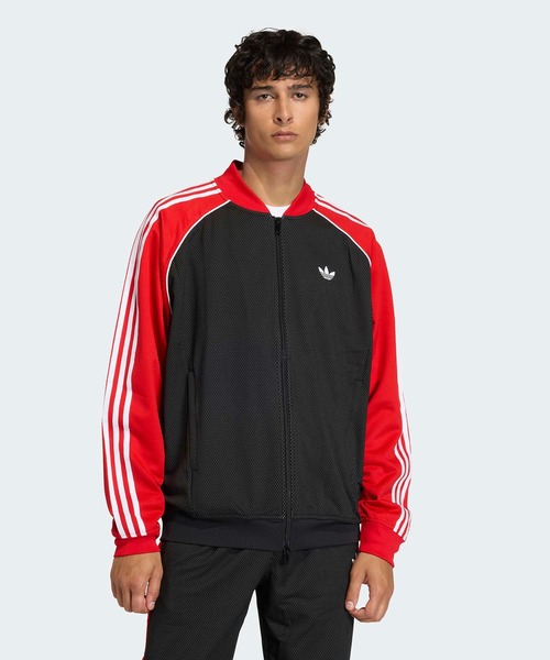 adidas（アディダス）の「ルーズ メッシュ トラックトップ  / ジャージ / トラックジャケット / アディダスオリジナルス adidas Originals（ジャージ・メンズ・ブラック・X-LARGE/X-SMALL/XX-SMALL/3XL/4XL/LARGE/XX-LARGE/MEDIUM/SMALL）」の6枚目の写真