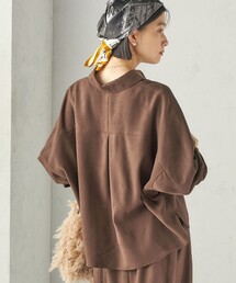 〈手洗い可能〉ポリエステル スエード シャツ 羽織
