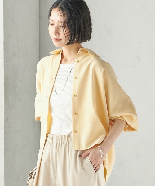 SHIPS(シップス)の「〈手洗い可能〉ポリエステル スエード シャツ 羽織(シャツ/ブラウス・レディース・ブラウン/クリーム・ONE SIZE)」の16枚目の写真