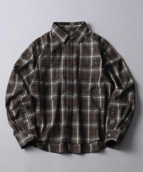 LANDNESS(ランドネス)の「【LANDNESS/ランドネス】Rhinestone Check Shirt/ラインストーンチェックシャツ(シャツ/ブラウス・メンズ・ブラウン/ブルー/ブラック・S/M/L)」の2枚目の写真