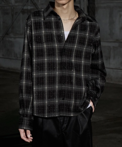 LANDNESS(ランドネス)の「【LANDNESS/ランドネス】Rhinestone Check Shirt/ラインストーンチェックシャツ(シャツ/ブラウス・メンズ・ブラウン/ブルー/ブラック・S/M/L)」の1枚目の写真