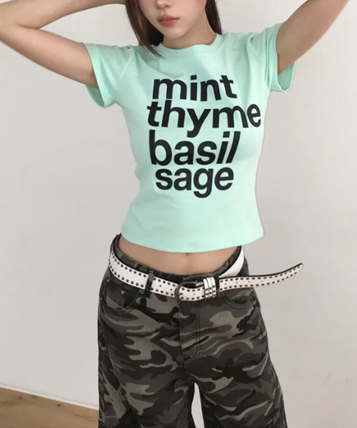 VIVID LADY(ビビッドレディー)の「英字ロゴプリント 半袖Tシャツ(Tシャツ/カットソー・レディース・ミント/ブラック/イエロー・FREE)」の6枚目の写真