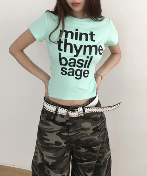 VIVID LADY(ビビッドレディー)の「英字ロゴプリント 半袖Tシャツ(Tシャツ/カットソー・レディース・ミント/ブラック/イエロー・FREE)」の9枚目の写真