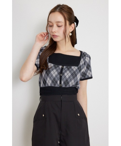 rienda(リエンダ)の「レイヤードデザインジャガードニットトップス 夏服 秋服(ニット/セーター・レディース・ブラウン/グレー/ブラック・FREE)」の21枚目の写真