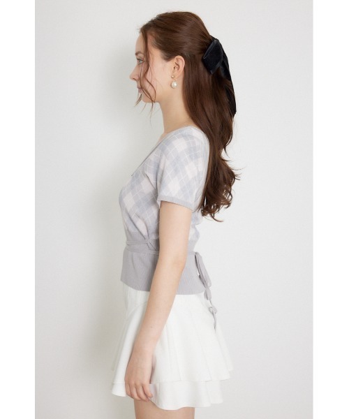 rienda(リエンダ)の「レイヤードデザインジャガードニットトップス 夏服 秋服(ニット/セーター・レディース・ブラウン/グレー/ブラック・FREE)」の5枚目の写真
