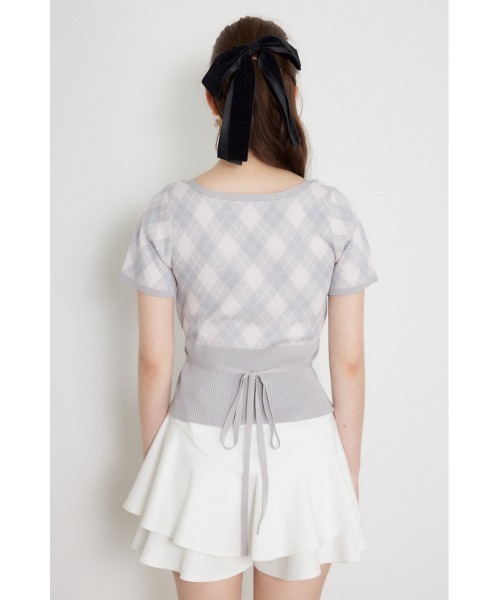 rienda(リエンダ)の「レイヤードデザインジャガードニットトップス 夏服 秋服(ニット/セーター・レディース・ブラウン/グレー/ブラック・FREE)」の6枚目の写真