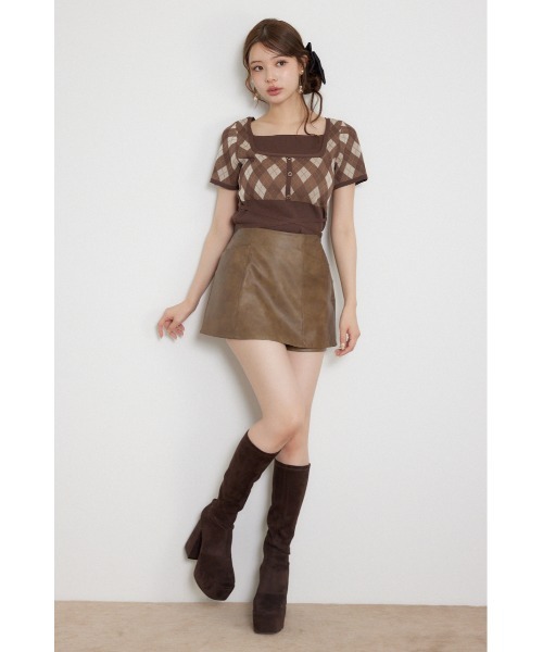 rienda(リエンダ)の「レイヤードデザインジャガードニットトップス 夏服 秋服(ニット/セーター・レディース・ブラウン/グレー/ブラック・FREE)」の11枚目の写真