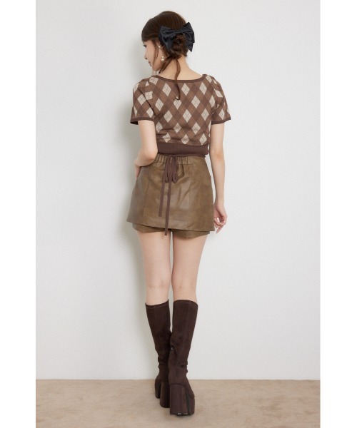 rienda(リエンダ)の「レイヤードデザインジャガードニットトップス 夏服 秋服(ニット/セーター・レディース・ブラウン/グレー/ブラック・FREE)」の13枚目の写真