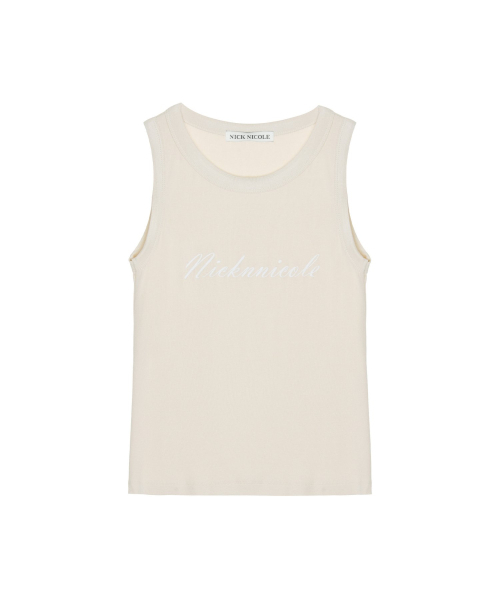 NICK&NICOLE(ニックアンドニコール)の「LETTERING SLEEVELESS TOP_BEIGE(Tシャツ/カットソー・レディース・その他・FREE)」の1枚目の写真