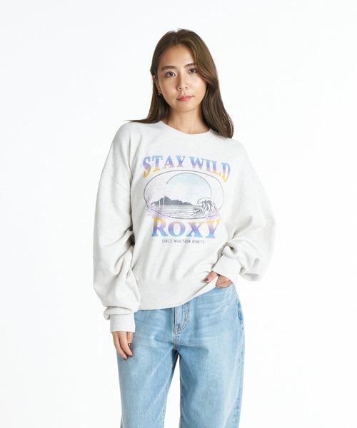 ROXY(ロキシー)の「ROXY STAY WITH ROXY ヴィンテージライクトレーナー 【2026年秋冬モデル】/ロキシークルーネックプルオーバースウェット(スウェット・レディース・グリーン/ネイビー/グレー/ナチュラル・MEDIUM/SMALL/LARGE)」の1枚目の写真