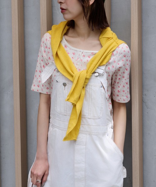 JEMORGAN（ジェーイーモーガン）の「針抜きフライスフラワー柄　ハーフスリーブヘンリーＴ（パック入）（Tシャツ/カットソー・レディース・ブラック/ブルー/ネイビー/レッド・FREE）」の5枚目の写真