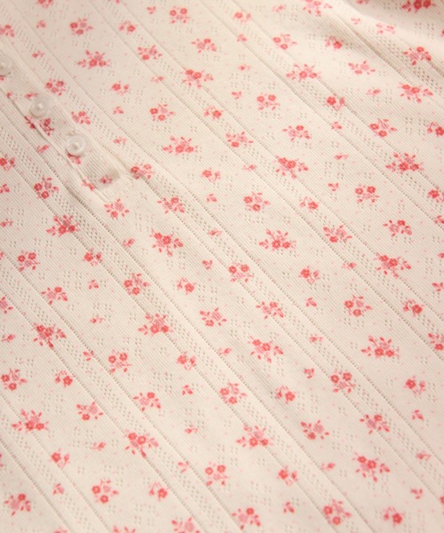 JEMORGAN（ジェーイーモーガン）の「針抜きフライスフラワー柄　ハーフスリーブヘンリーＴ（パック入）（Tシャツ/カットソー・レディース・ブラック/ブルー/ネイビー/レッド・FREE）」の9枚目の写真