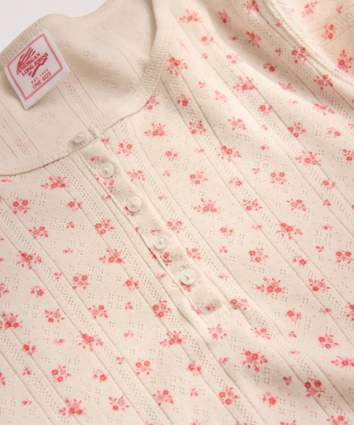 JEMORGAN（ジェーイーモーガン）の「針抜きフライスフラワー柄　ハーフスリーブヘンリーＴ（パック入）（Tシャツ/カットソー・レディース・ブラック/ブルー/ネイビー/レッド・FREE）」の10枚目の写真