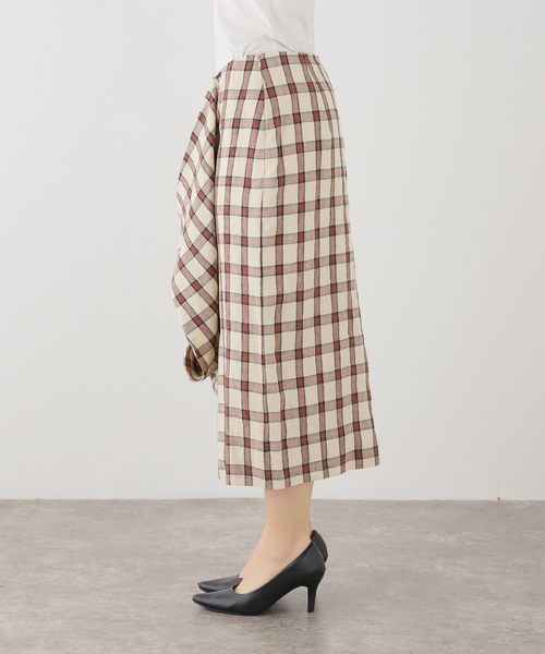 journal standard L'essage(ジャーナルスタンダードレサージュ)の「ROHE/ローエ Draped check skirt スカート(スカート・レディース・アイボリー・36)」の5枚目の写真
