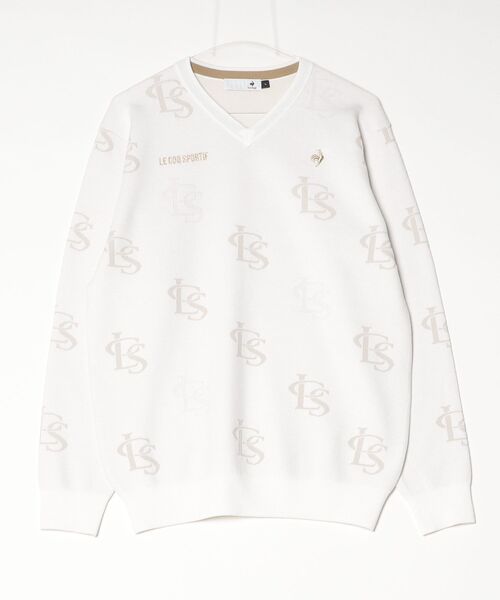 le coq sportif GOLF（ルコックスポルティフゴルフ）の「ルコックゴルフ　LCSモノグラムジャガード長袖Vネックセーター（ニット/セーター・メンズ・ブルー/ホワイト/ネイビー・XXL/L/XL/M）」の2枚目の写真