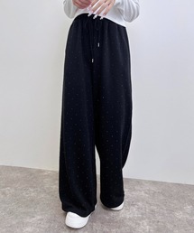 メタルビジュー飛ばしスウェットパンツ