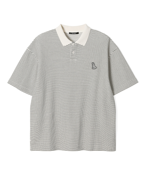 ADHOC(アドホック)の「男性ストライプカラー半袖Tシャツ (ホワイト) (HC4ST03)(Tシャツ/カットソー・メンズ・その他・100/105)」の1枚目の写真