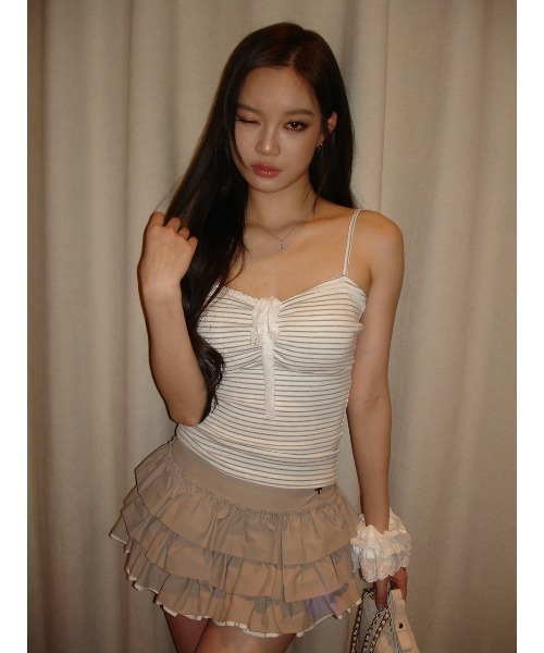andwang(アンドワン)の「Ribbon Cami Shushu Set(Tシャツ/カットソー・レディース・グレー・FREE)」の6枚目の写真