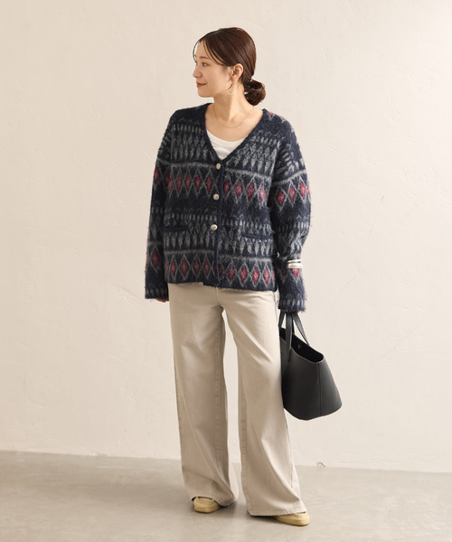 JOURNAL STANDARD(ジャーナルスタンダード)の「ネイティブシャギーカーディガン(カーディガン/ボレロ・レディース・レッド/チャコールグレー・FREE)」の4枚目の写真