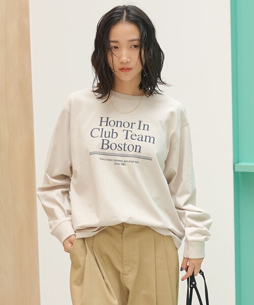 coen(コーエン)の「スポーティーロゴ アソートプリントロンT(Tシャツ/カットソー・レディース・ライトピンク/ベージュ/オフホワイト/ダークグレー・L/M)」の8枚目の写真