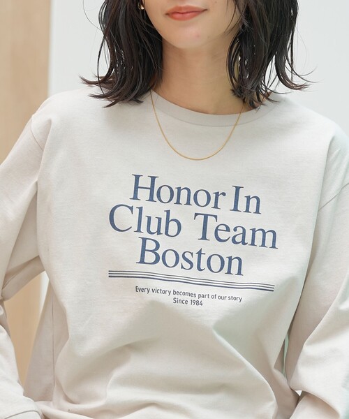 coen(コーエン)の「スポーティーロゴ アソートプリントロンT(Tシャツ/カットソー・レディース・ライトピンク/ベージュ/オフホワイト/ダークグレー・L/M)」の11枚目の写真
