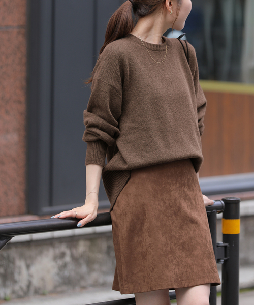 JOURNAL STANDARD relume(ジャーナルスタンダード レリューム)の「ハミルトンウォッシャブルクルーネックプルオーバー(ニット/セーター・レディース・ブラウン/グレー/レッド・FREE)」の2枚目の写真