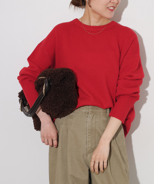 JOURNAL STANDARD relume(ジャーナルスタンダード レリューム)の「ハミルトンウォッシャブルクルーネックプルオーバー(ニット/セーター・レディース・ブラウン/グレー/レッド・FREE)」の22枚目の写真