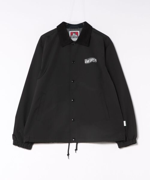 BEN DAVIS(ベンデイビス)の「【BEN DAVIS/ベンデイビス】【ゆったり羽織ってコーデに抜け感をプラス】バックプリントコーチジャケット アウターコーデュロイ衿 軽量 アメカジ ストリート ユニセックス(ブルゾン・メンズ・ブラック/カーキ・MEDIUM/LARGE/X-LARGE)」の2枚目の写真