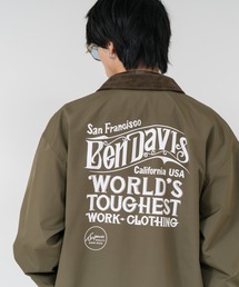 【BEN DAVIS/ベンデイビス】【ゆったり羽織ってコーデに抜け感をプラス】バックプリントコーチジャケット アウターコーデュロイ衿  軽量 アメカジ ストリート ユニセックス