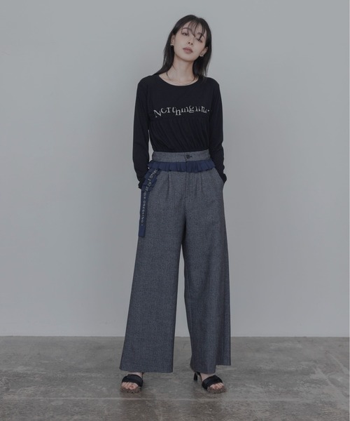 Eimee Law(エイミーロウ)の「ウエストフリルサイドロゴテープパンツ(その他パンツ・レディース・ブラック/ベージュ/ダークグレー・MEDIUM)」の14枚目の写真