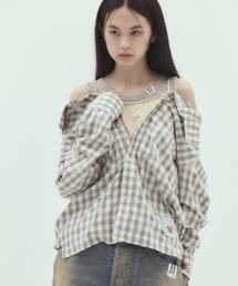 【MIHARA YASUHIRO/ミハラヤスヒロ】LAYERED STRIPE SHIRTS/レイヤードストライプシャツ
