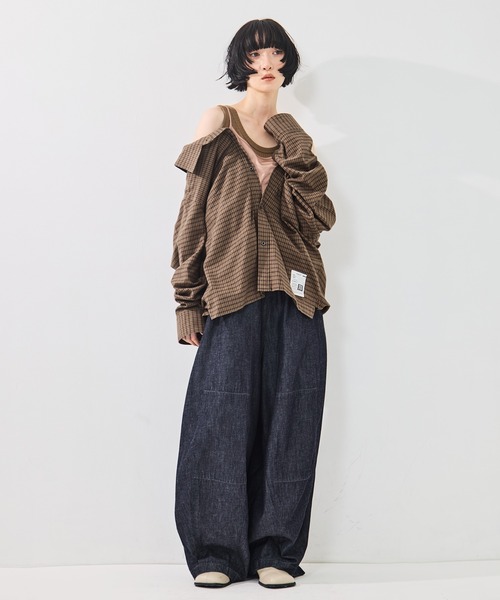 Maison MIHARA YASUHIRO（メゾンミハラヤスヒロ）の「【MIHARA YASUHIRO/ミハラヤスヒロ】LAYERED STRIPE SHIRTS/レイヤードストライプシャツ（シャツ/ブラウス・レディース・ブラウン/グレー・36）」の3枚目の写真