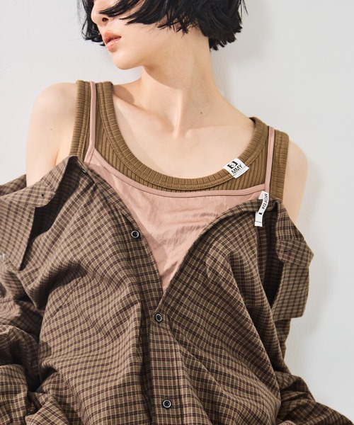 Maison MIHARA YASUHIRO（メゾンミハラヤスヒロ）の「【MIHARA YASUHIRO/ミハラヤスヒロ】LAYERED STRIPE SHIRTS/レイヤードストライプシャツ（シャツ/ブラウス・レディース・ブラウン/グレー・36）」の5枚目の写真