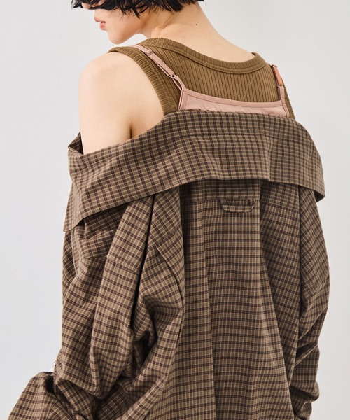 Maison MIHARA YASUHIRO（メゾンミハラヤスヒロ）の「【MIHARA YASUHIRO/ミハラヤスヒロ】LAYERED STRIPE SHIRTS/レイヤードストライプシャツ（シャツ/ブラウス・レディース・ブラウン/グレー・36）」の6枚目の写真