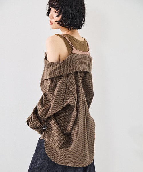 Maison MIHARA YASUHIRO（メゾンミハラヤスヒロ）の「【MIHARA YASUHIRO/ミハラヤスヒロ】LAYERED STRIPE SHIRTS/レイヤードストライプシャツ（シャツ/ブラウス・レディース・ブラウン/グレー・36）」の7枚目の写真