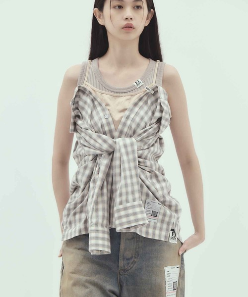 Maison MIHARA YASUHIRO（メゾンミハラヤスヒロ）の「【MIHARA YASUHIRO/ミハラヤスヒロ】LAYERED STRIPE SHIRTS/レイヤードストライプシャツ（シャツ/ブラウス・レディース・ブラウン/グレー・36）」の14枚目の写真