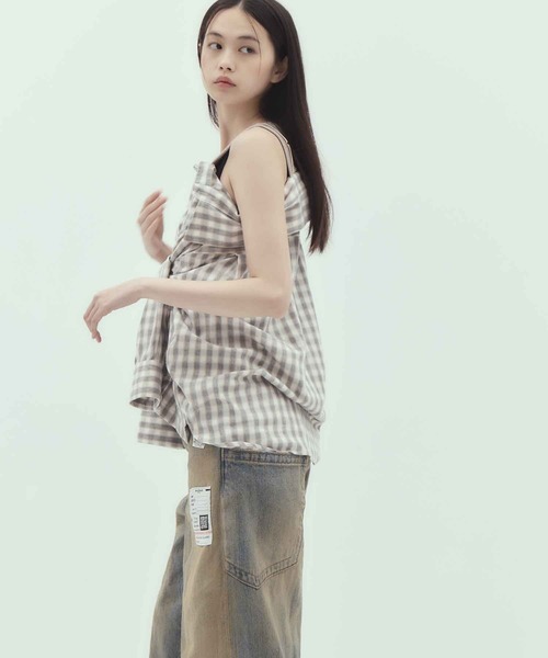 Maison MIHARA YASUHIRO（メゾンミハラヤスヒロ）の「【MIHARA YASUHIRO/ミハラヤスヒロ】LAYERED STRIPE SHIRTS/レイヤードストライプシャツ（シャツ/ブラウス・レディース・ブラウン/グレー・36）」の15枚目の写真