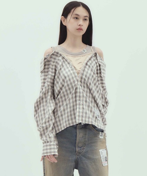 Maison MIHARA YASUHIRO（メゾンミハラヤスヒロ）の「【MIHARA YASUHIRO/ミハラヤスヒロ】LAYERED STRIPE SHIRTS/レイヤードストライプシャツ（シャツ/ブラウス・レディース・ブラウン/グレー・36）」の16枚目の写真