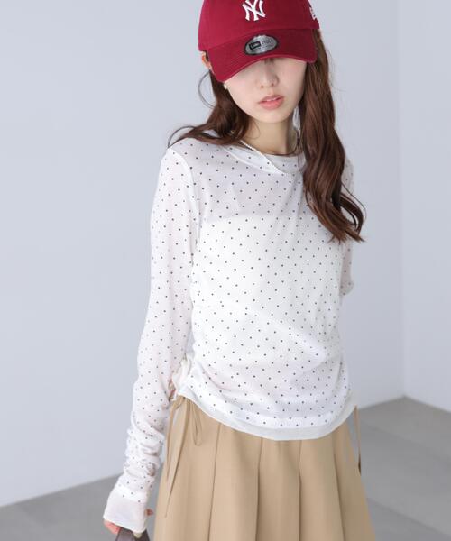 FREE'S MART(フリーズマート)の「◆シアーテレコレイヤード風カットソー(Tシャツ/カットソー・レディース・ホワイト系その他2/ホワイト/グレー系その他/ブラウン/グレー/ホワイト系その他・FREE)」の3枚目の写真
