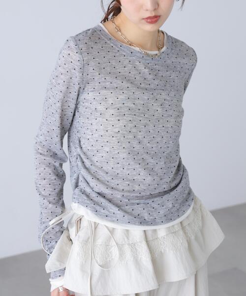 FREE'S MART(フリーズマート)の「◆シアーテレコレイヤード風カットソー(Tシャツ/カットソー・レディース・ホワイト系その他2/ホワイト/グレー系その他/ブラウン/グレー/ホワイト系その他・FREE)」の5枚目の写真